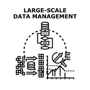 Large scale data management process concept illustration Stock Illustration