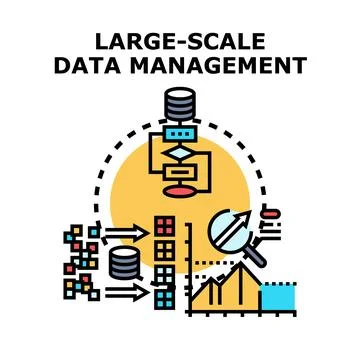 Large scale data management process concept illustration Stock Illustration
