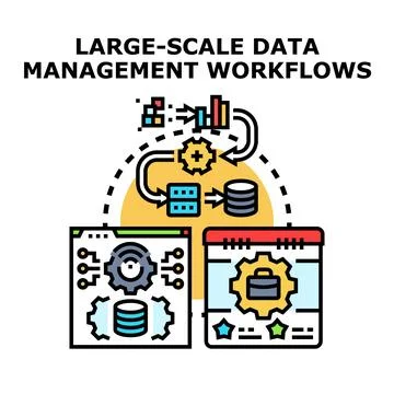 Large scale data management workflow processing information Stock Illustration