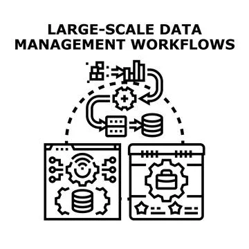 Large scale data management workflow processing information Stock Illustration