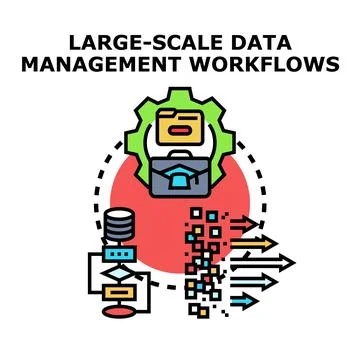 Large scale data management workflow concept Stock Illustration