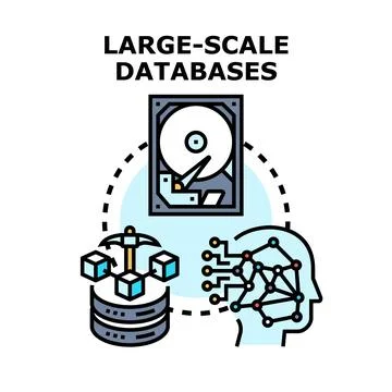 Large scale databases storing processing analyzing big data Stock Illustration