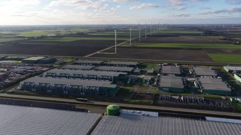 Large-Scale Datacenter Infrastructure Aerial View Видео 327393088