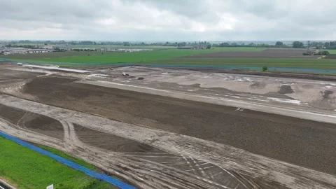 Large-scale earthworks for data center construction Stock Footage 340604193