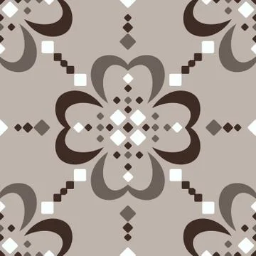 Large scale Fair Isle style brown beige seamless pattern Illustrazione stock