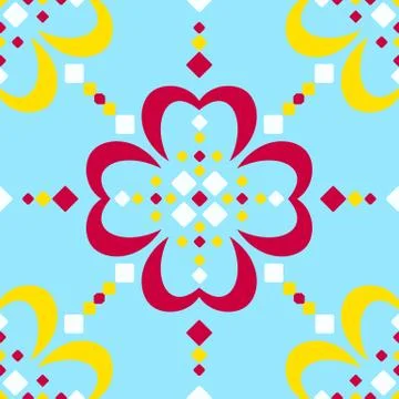 Large scale Fair Isle style blue red seamless pattern Illustrazione stock
