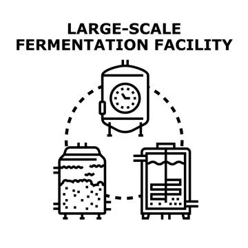 Large scale fermentation facility concept for biotechnology production Stock Illustration
