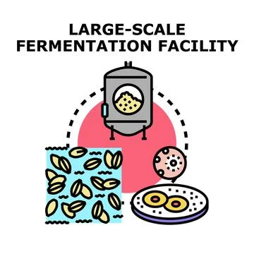 Large scale fermentation facility producing bioproducts vector Stock Illustration
