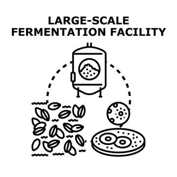 Large scale fermentation facility producing bioproducts vector Stock Illustration