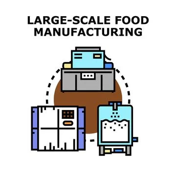 Large scale food manufacturing processing industry concept Stock Illustration