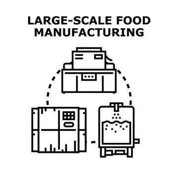 Large scale food manufacturing processing industry concept Stock Illustration