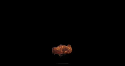 Large Scale Fuel Explosion with Billowing Smoke On Black Screen Stock Footage 333735968