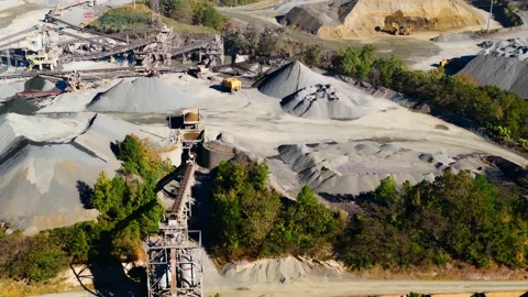 Large Scale Industrial Rock Quarry Mining Operation In Martin Marietta - Jones Stock Footage 332837945
