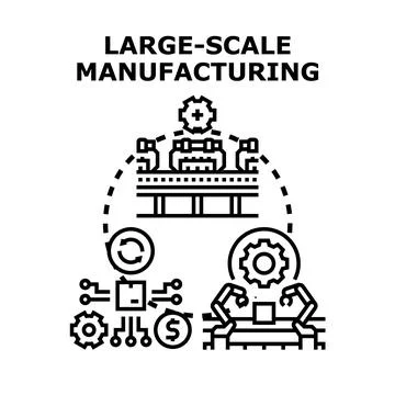 Large scale manufacturing production line automation concept Stock Illustration