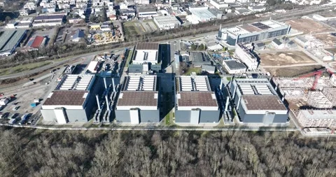Large scale, multi building redundant, data center, computing centers, AI Stock Footage 308772186