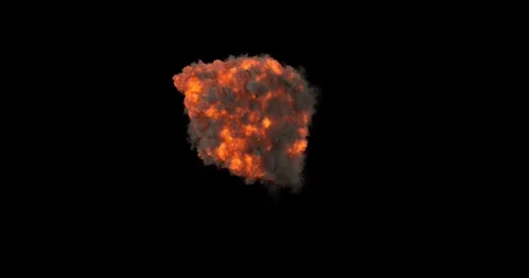Large Scale Raging Fire Burst and Heavy Smoke Compositing Element On Black Scree Stock Footage 333189442