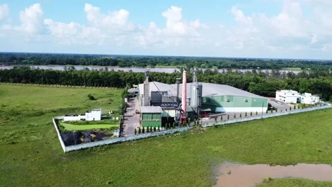 Large scale rice mill and processing facility for food production. Stock Footage 331056598