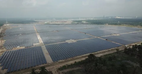 Large scale solar farm Stock Footage 96142201