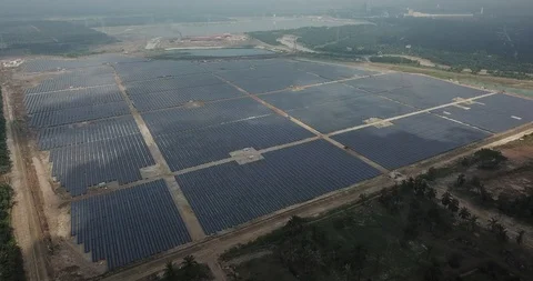 Large scale solar farm Stock Footage 96143456