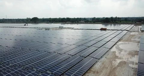 Large scale solar farm Stock Footage 96144408