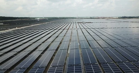Large scale solar farm Stock Footage 96144611