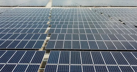 Large scale solar farm Stock Footage 96145153