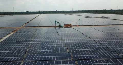 Large scale solar farm Stock Footage 96145310
