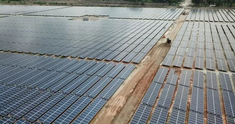 Large scale solar farm Stock Footage 96146144