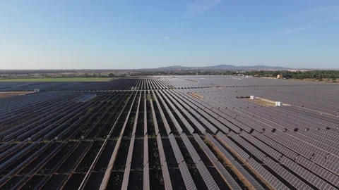 Large-scale solar installation captured from above Video stock 346063468