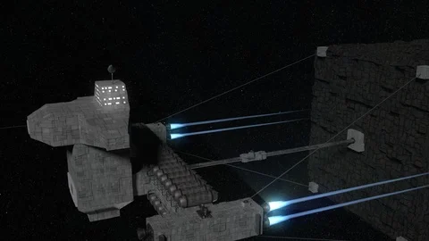 Large scale space ship freighter Stock Footage 88224593