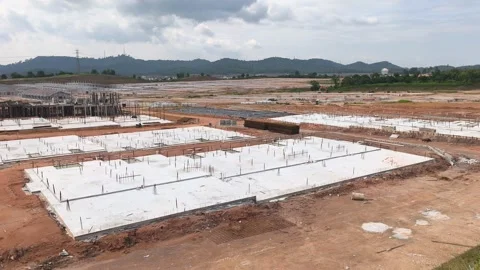 Large Scale Terraced House Construction Site and Land Development Stock Footage 342032501