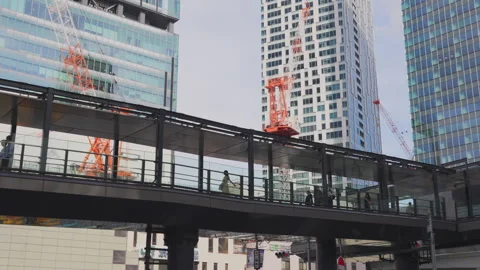 Large-scale urban redevelopment project progresses around Shibuya Station Video stock 282945362