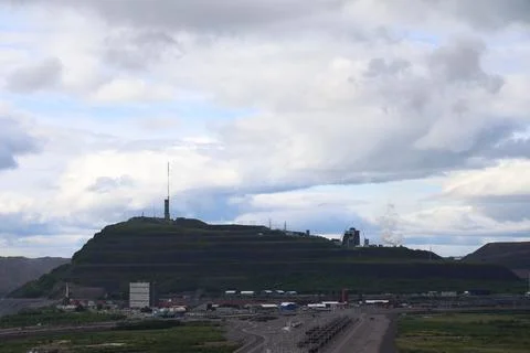 Large-scale view of the Kiirunavaara iron ore mine in Kiruna, Sweden Stock Photos
