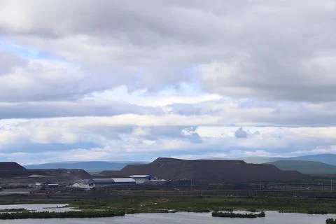 Large-scale view of the Kiirunavaara iron ore mine in Kiruna, Sweden Stock Photos