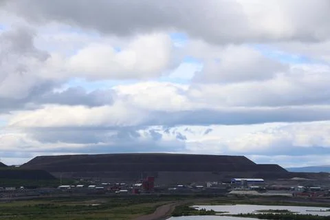 Large-scale view of the Kiirunavaara iron ore mine in Kiruna, Sweden Stock Photos