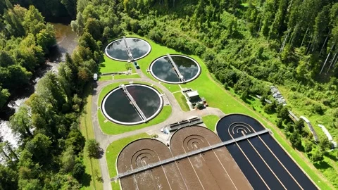 Large Scale Wastewater Processing Facility Aerial Photography Stock Footage 316500332