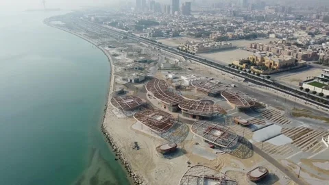 Large Scale Waterfront Construction at Al Khobar Bayfront Saudi Arabia Stock Footage 335292501