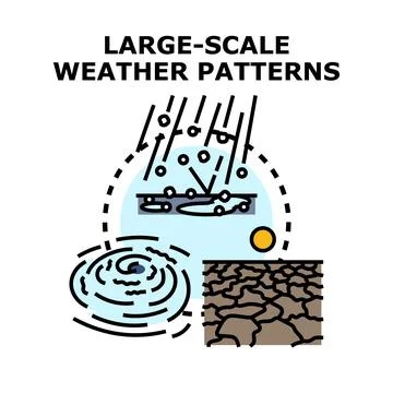 Large scale weather patterns affecting global climate change Stock Illustration
