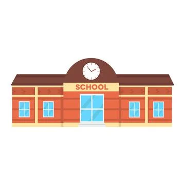 Large school building illustration in flat design Ilustración de archivo