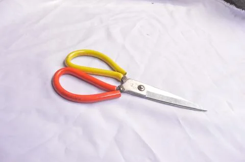 Large scissors on a white background Foto stock