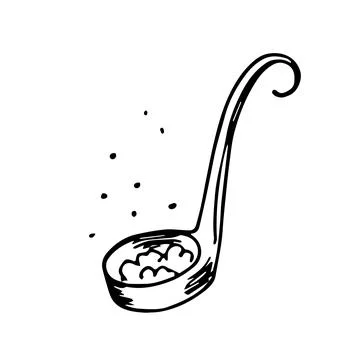 A large scoop spoon with witchcraft potion. Magic elixir or soup is brewed. H Stock Illustration