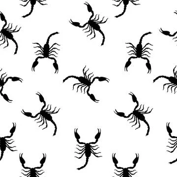 Large Scorpion Silhouette Seamless Pattern Background Vector Ill 스톡 일러스트