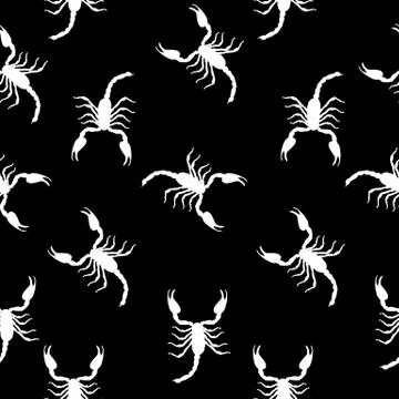 Large Scorpion Silhouette Seamless Pattern Background Vector Ill 스톡 일러스트