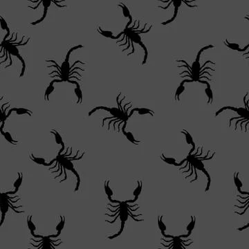 Large Scorpion Silhouette Seamless Pattern Background Vector Ill 스톡 일러스트