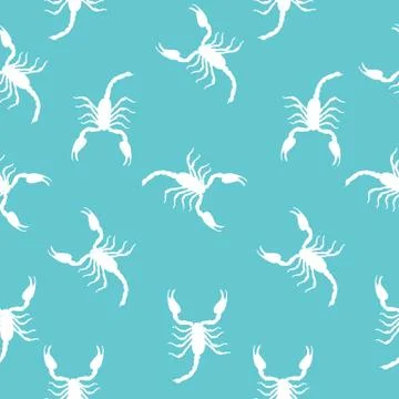 Large Scorpion Silhouette Seamless Pattern Background Vector Ill 스톡 일러스트