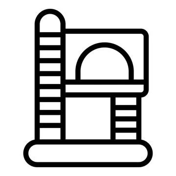 Large scratching cat post icon outline vector. Sisal covered kitten furniture Stock Illustration