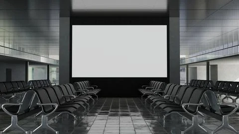 Large screen billboard mockup inside airport waiting lounge 스톡 일러스트