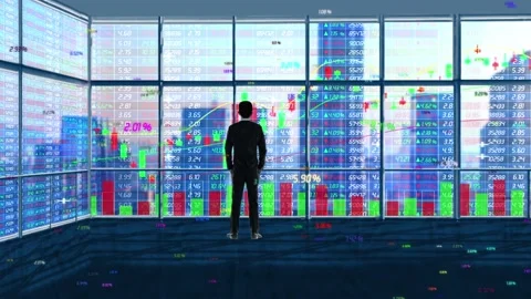 Large screen of stock price change in business finance stock exchange Stock Footage 161377604