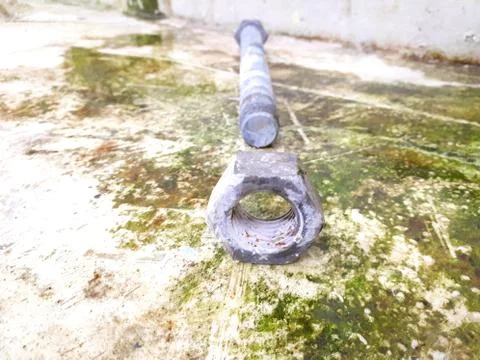 Large screw with nut Foto stock