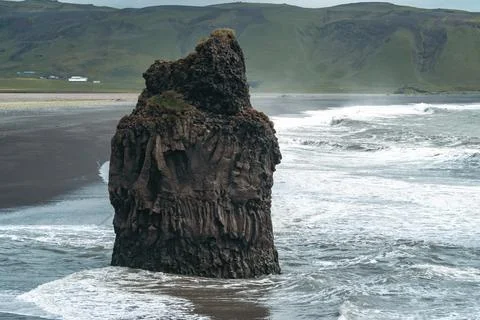 Large sea stack rock at Dyrholaey Iceland, near Vik Stock Photos